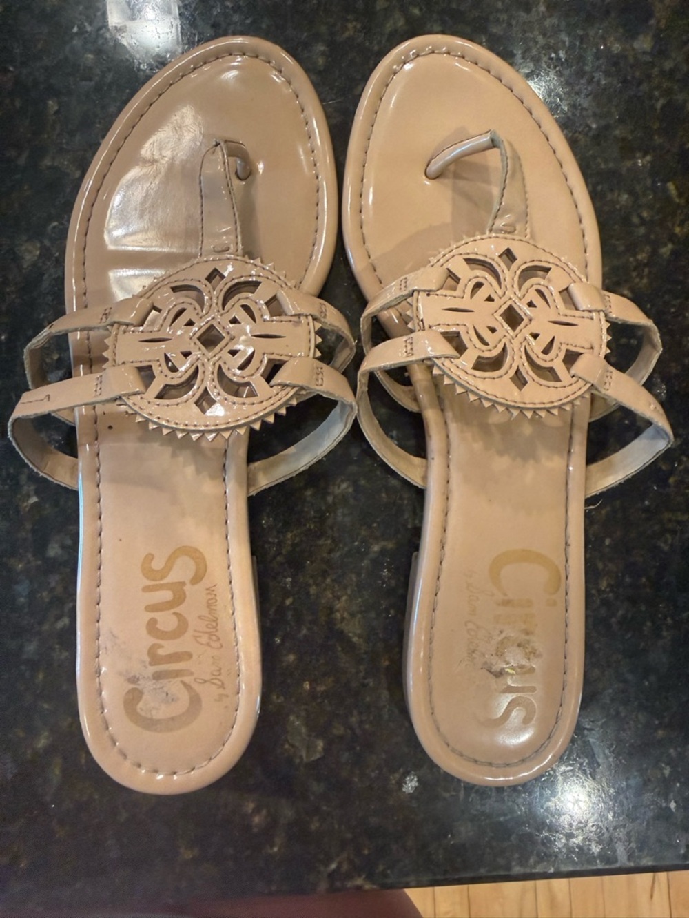 Circus by Sam Edelman Nude Tan Cutout Thong Sandals